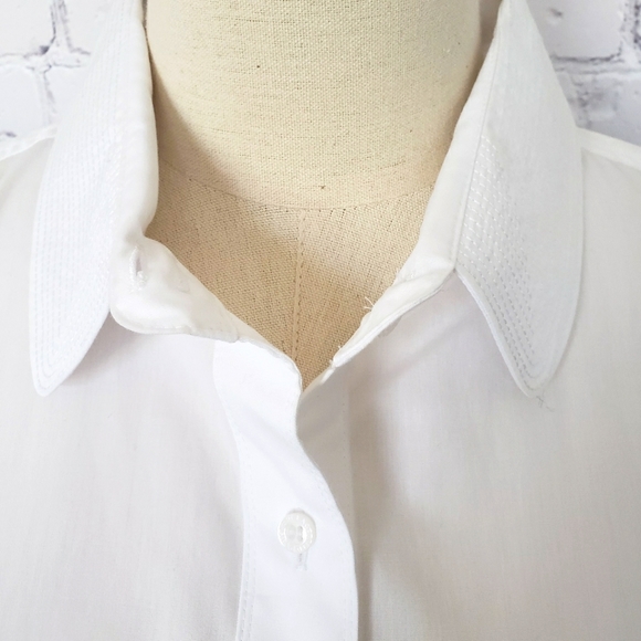KARL LAGERFELD Long Pleated Sleeve Button Down White Shirt—NWT—M - Picture 4 of 14